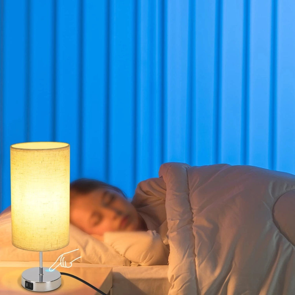 ZMH Lampada da tavolo vintage touch dimmerabile E27 LED bianco caldo USB ricarica per comodino camera letto