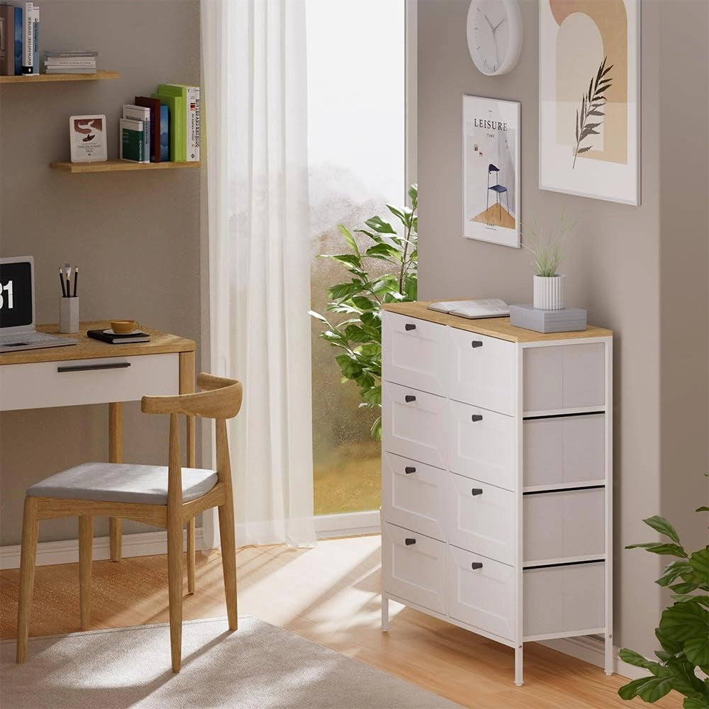 Cassettiera Belaro, Bianco, 80 x 95 cm con 8 cassetti, per riporre abiti e oggetti di uso quotidiano