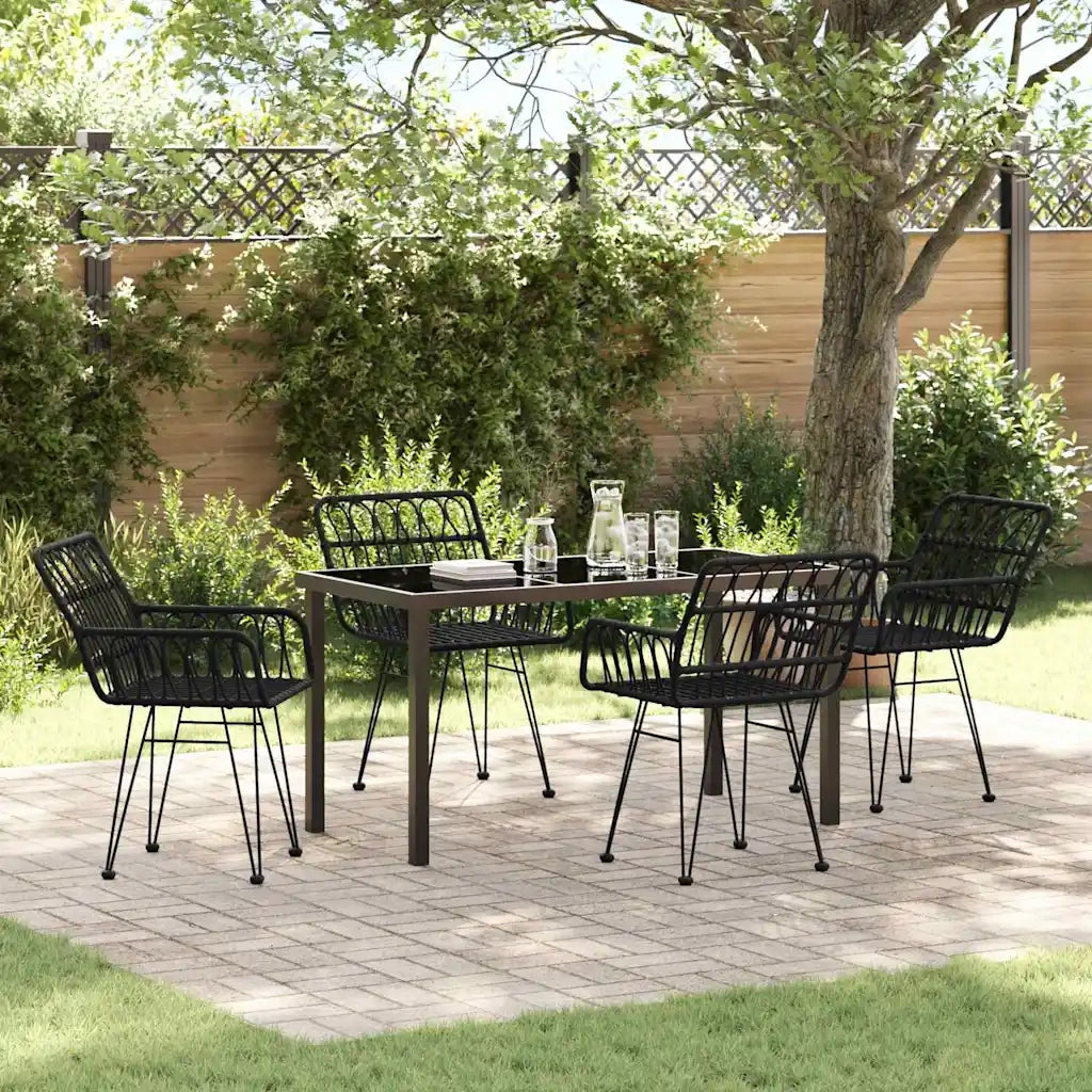 Set da Pranzo per Giardino 5 pcs Nero