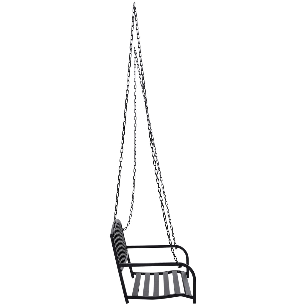 Easycomfort Dondolo Sospeso da Giardino con 2 Posti, Romantica Panchina in Metallo Nero per Esterni, 127 x 60 x 47cm