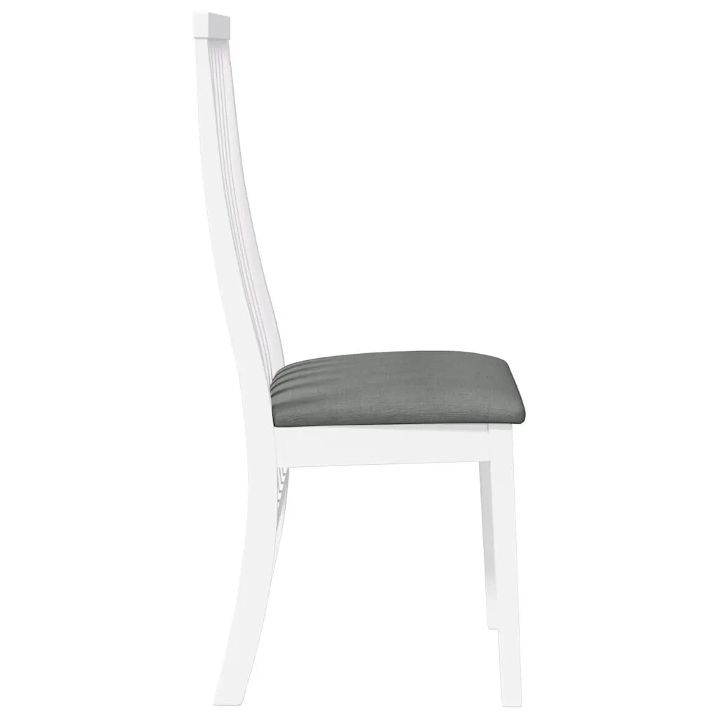 Sedie da Pranzo con Cuscini 2 pz Bianco Legno Massello di Hevea