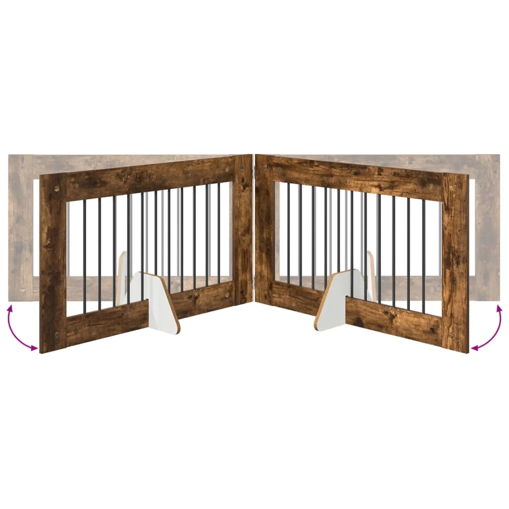Cancello per cani con supporti 2 pcs Rovere Fumo 100 x 60 cm 892111