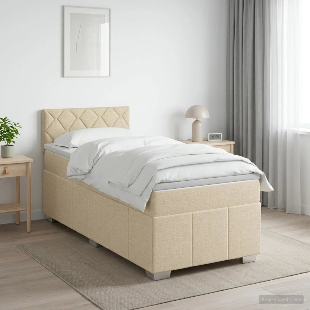 Letto box spring con materasso Crema 80 x 200 cm Tessuto 3452556
