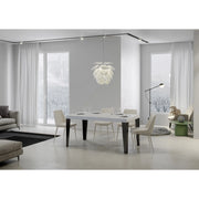 Tavolo allungabile 140/224x80cm Flame telaio Antracite - Bianco Frassino