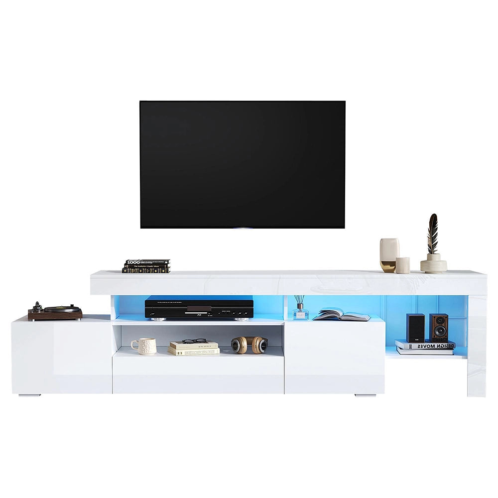 Mobile TV 192x37x53cm - Xylo - 3 Ante con Luci LED, Bianco, fino a 85"
