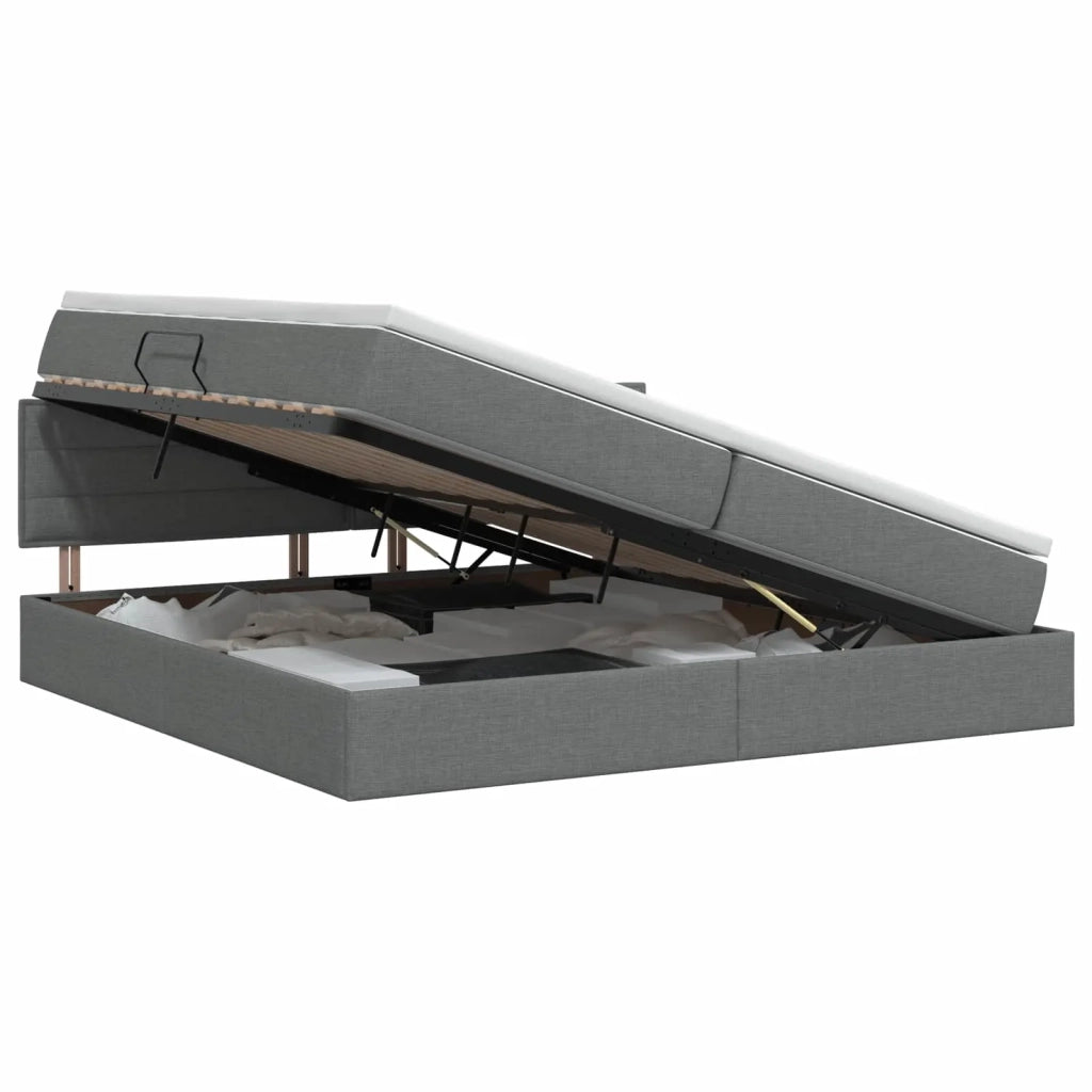 Letto con contenitore e materasso Grigio Scuro 200 x 200 cm 3458581