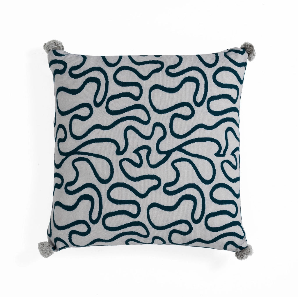Cuscino sfoderabile double face in cotone blu