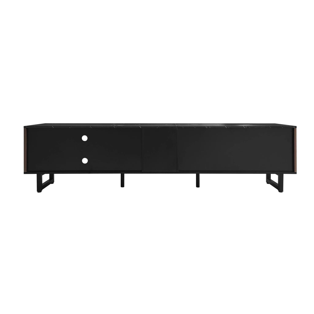 Mobile TV 200x38x50 cm; 2 ante e 2 cassetti con LED multicolore; MDF nero e legno