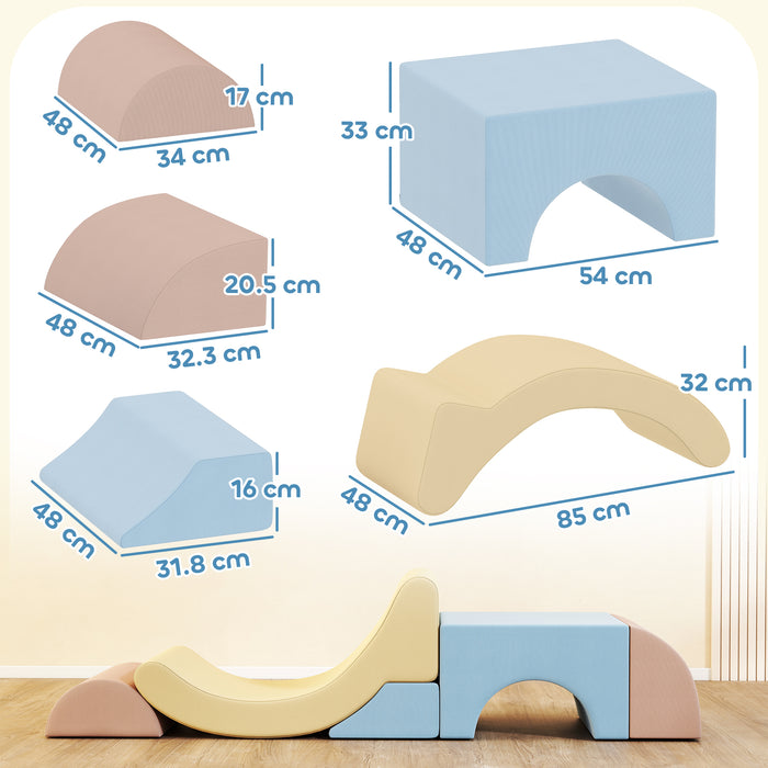 Set 5 Costruzioni Morbide per Bambini Rivestimento in Velluto Sfoderabile e Lavabile Multicolore