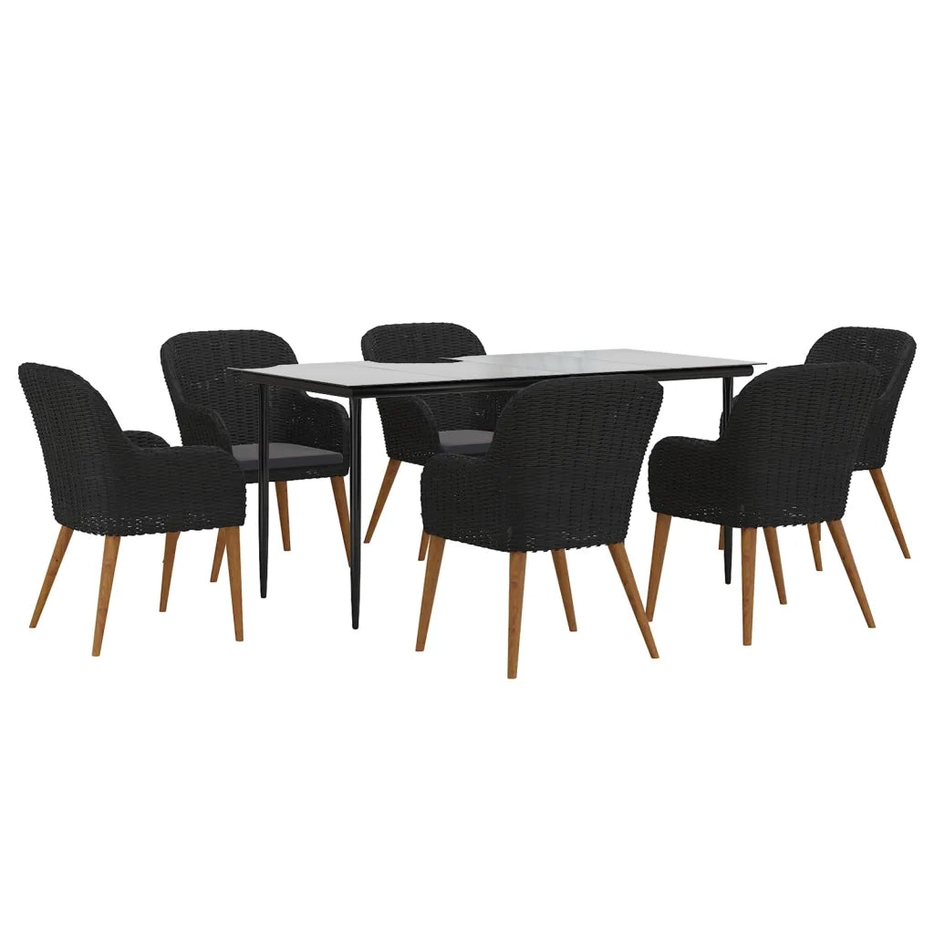 Set da Pranzo da Giardino 7 pz con Cuscini Nero cod mxl 35862