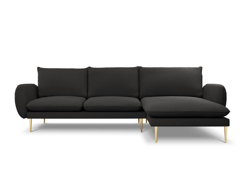 Cosmopolitan Design - Divano angolare destro "Vienna" 5 posti in bouclé nero 