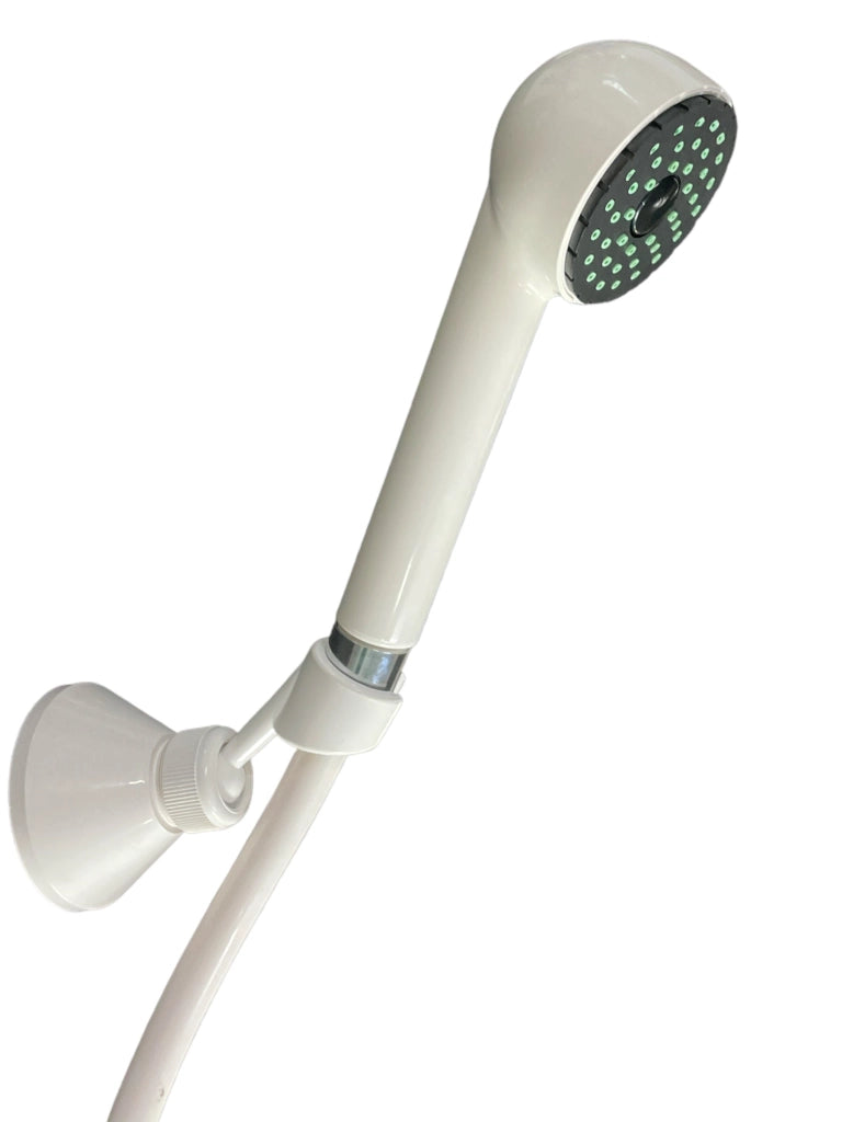 Kit per doccia bianco completo, con supporto, flessibile e doccetta