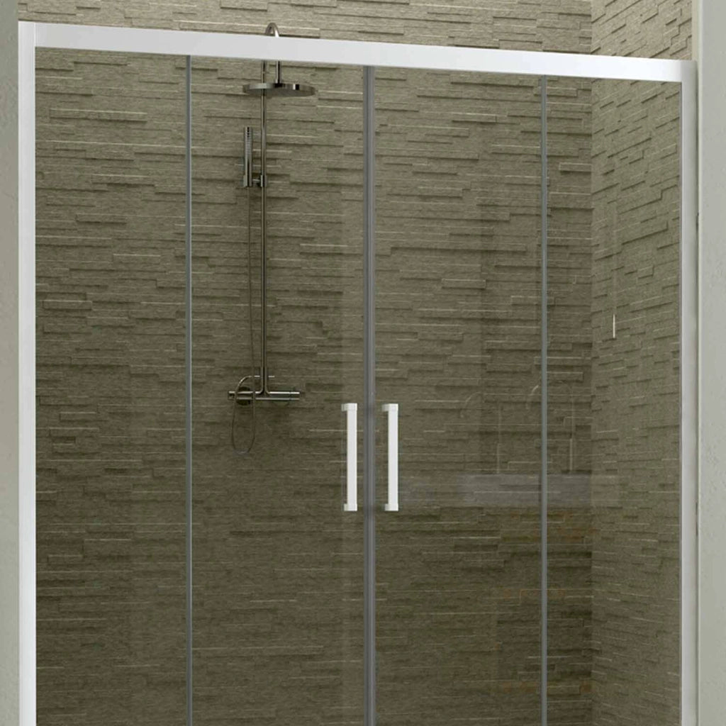 Porta Doccia Nicchia in PVC 140 CM H 200 Vetro Trasparente Profilo Bianco mod. Star 2 Ante