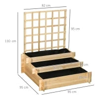 Fioriera da Esterno a 3 Livelli con Grigliato in Legno di Abete e Tessuto non Tessuto, 95x95x110 cm