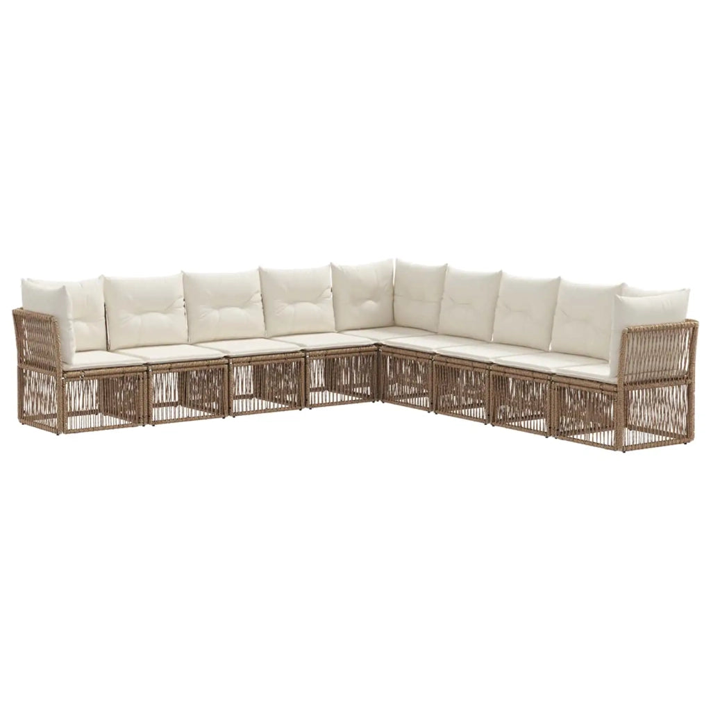 Set Divano da Giardino 9 pcs Beige polyrattan 3434247