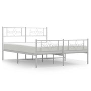 Letto matrimoniale | Letto per adulti | Giroletto con Testiera e Pediera Metallo Bianco 140x190 cm