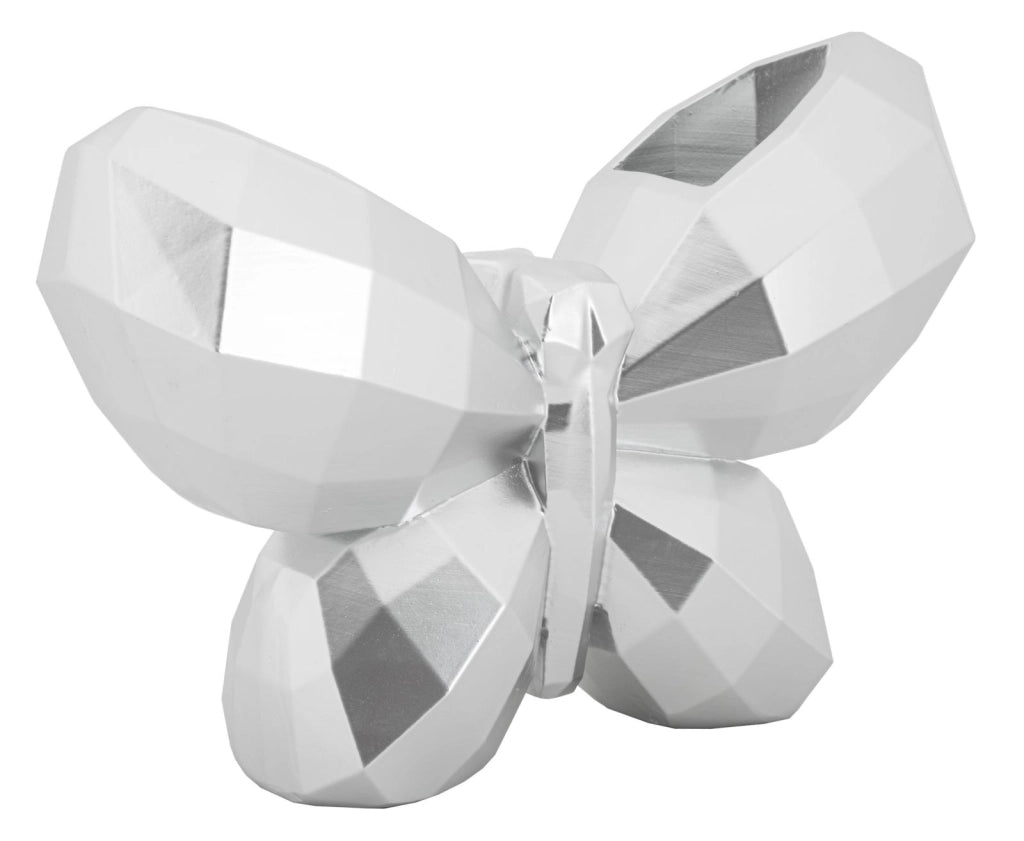 Vaso Butterfly Silver 22,5x8x15 cm in Resina Argento