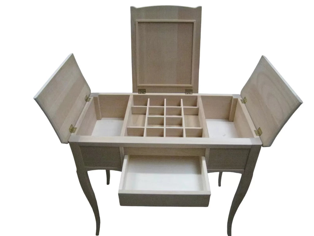 Consolle toilette da trucco legno grezzo 89x49x78 - Mobili 2G
