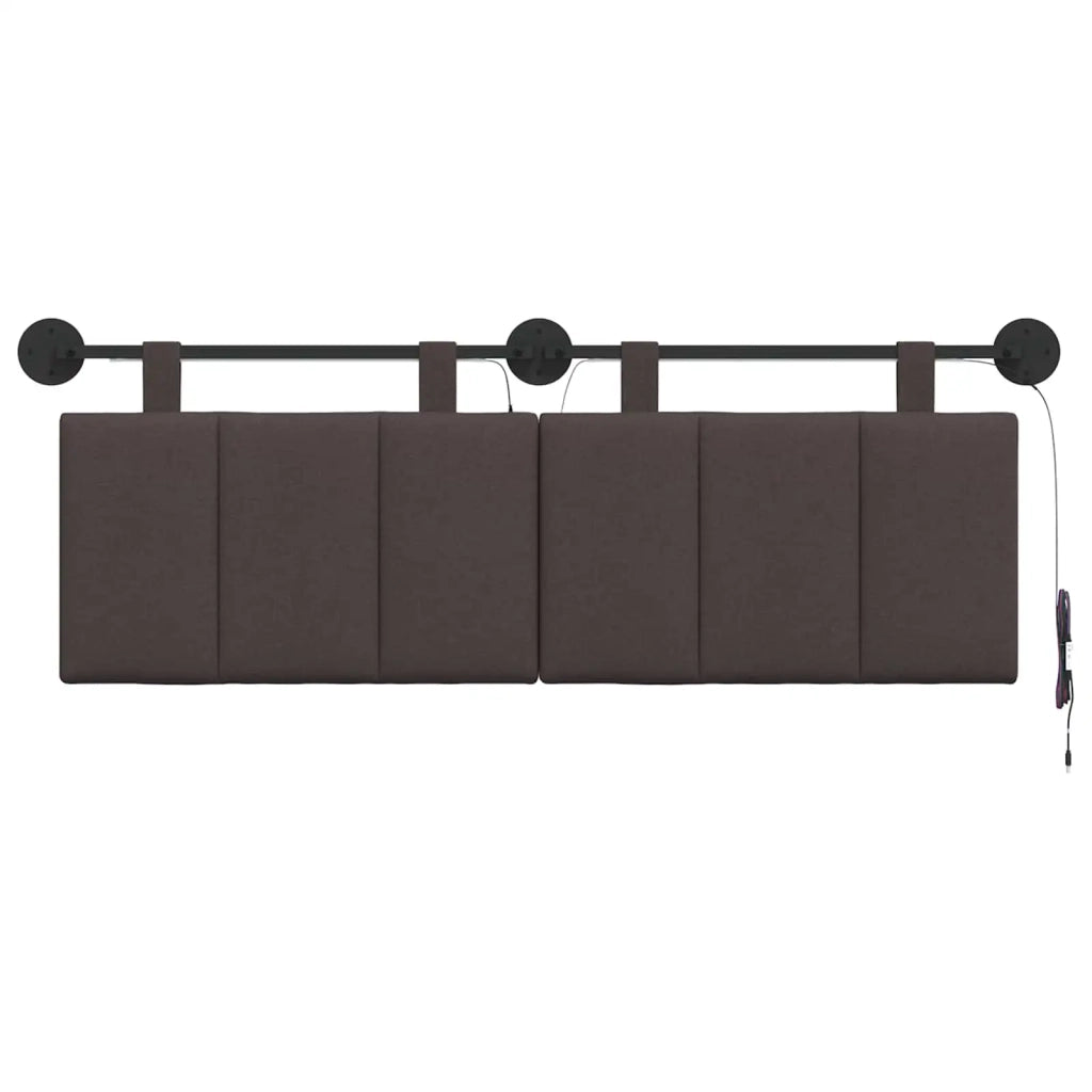 Testiera sospesa Con luce LED Marrone Scuro Tessuto