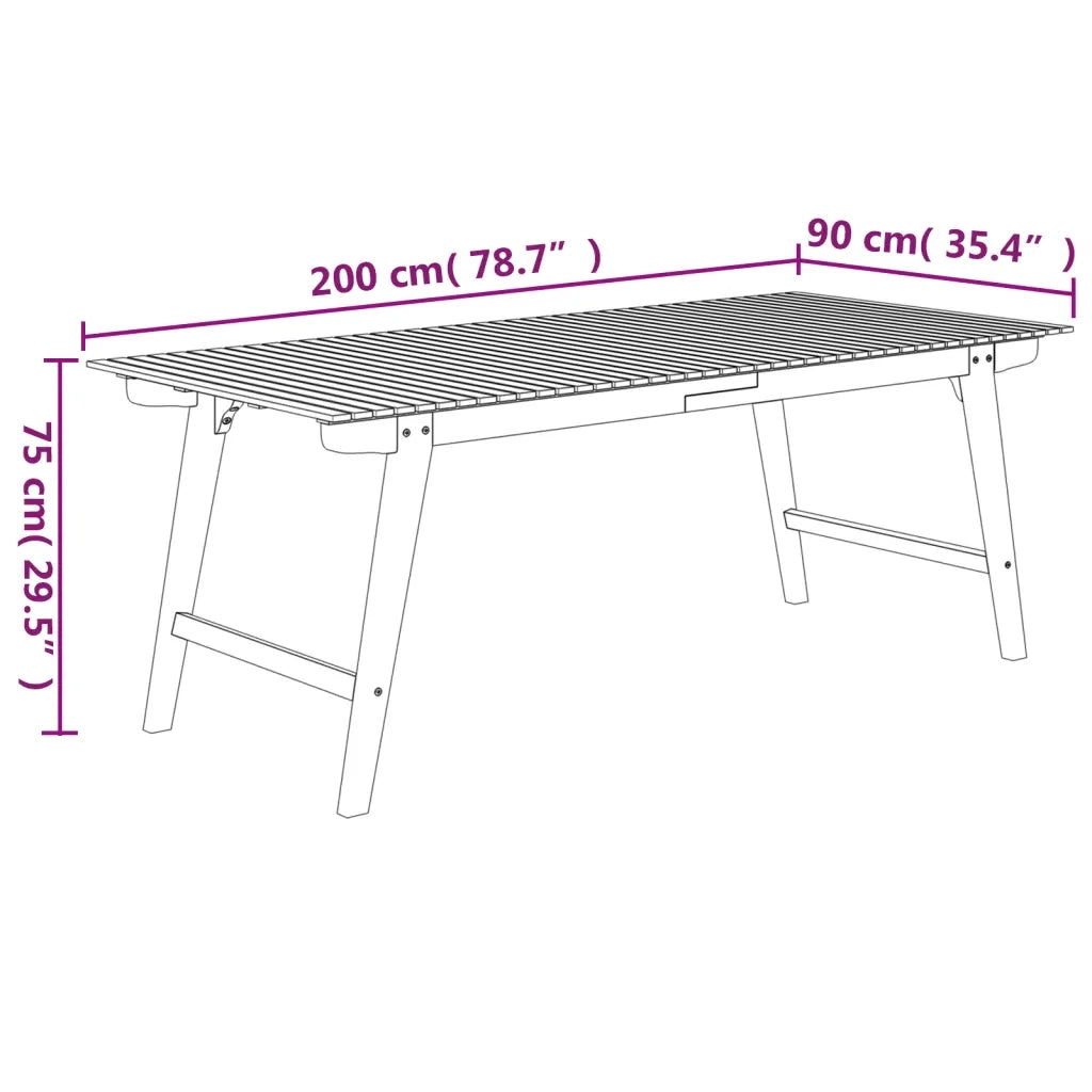 Tavolo da Giardino 200x90x75 cm Legno Massello di Acacia 363311