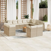 Set Divano da Giardino 13 pz con Cuscini Beige in Polyrattan 3223951