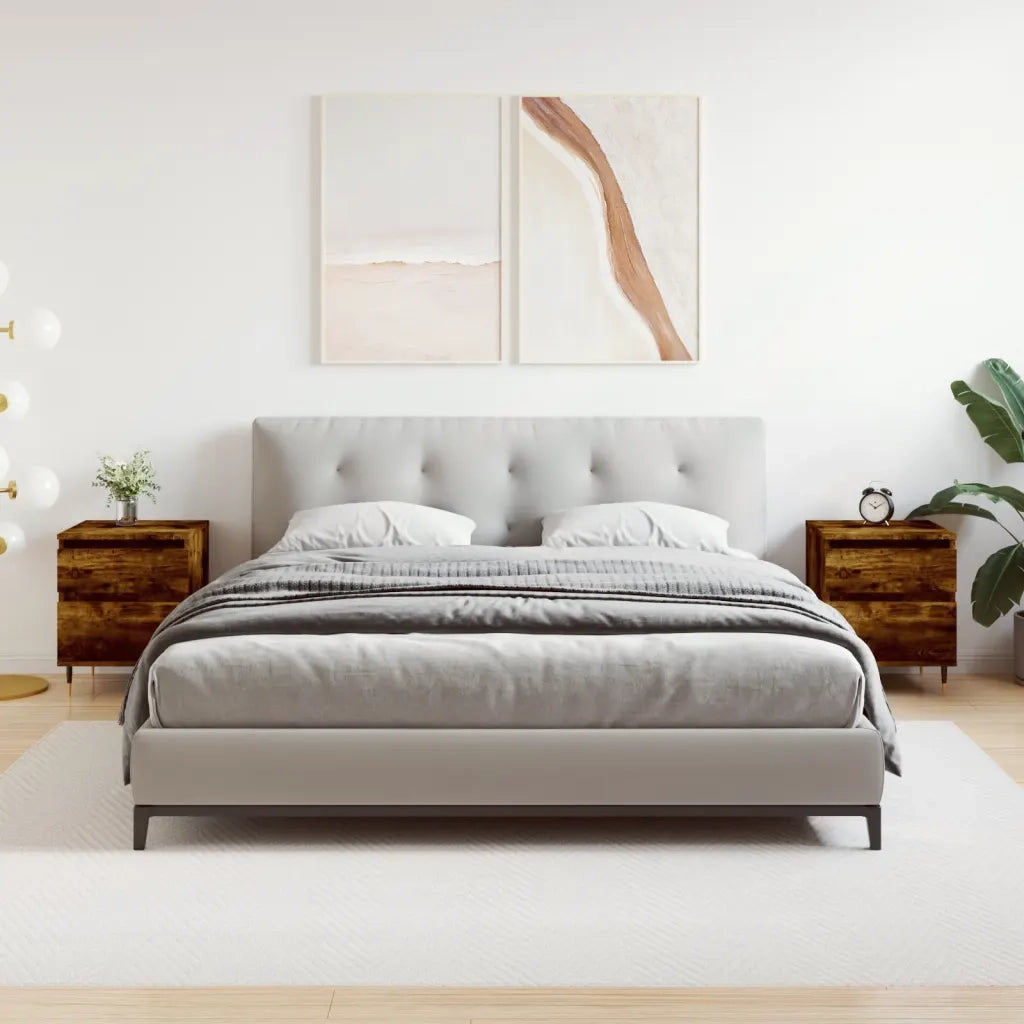 Comodini 2pz-Set di 2 Tavolino da notte Rovere Fumo 40x35x50 cm in Legno Multistrato 434073
