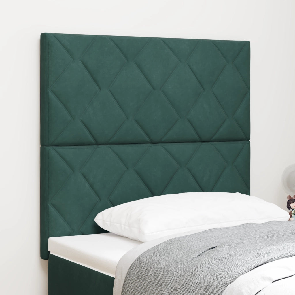 Testata LED Design Blocchi Di Diamante Verde Scuro 90 cm Velluto