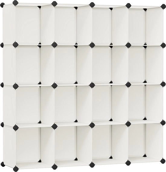 Scaffale 153 x 31 x 153 cm – Con 15 cassetti bianchi crema