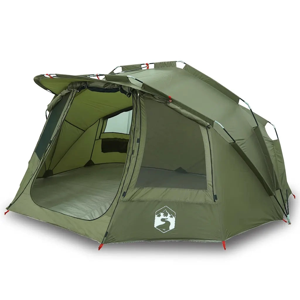 Tenda da Pesca per 5 Persone-Tenda da campeggio Verde Oliva Impermeabile 100679
