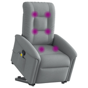 Poltrona | Sedia Relax Alzapersona Massaggi Reclinabile Grigio Chiaro Tessuto