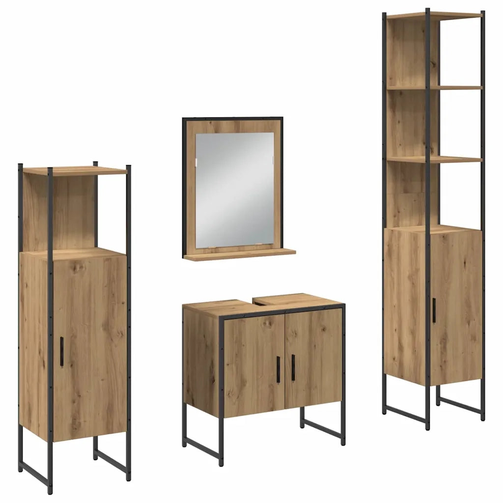 Set di mobili per il bagno 4 pcs Marrone 33 x 33 x 185.5 cm 3334410