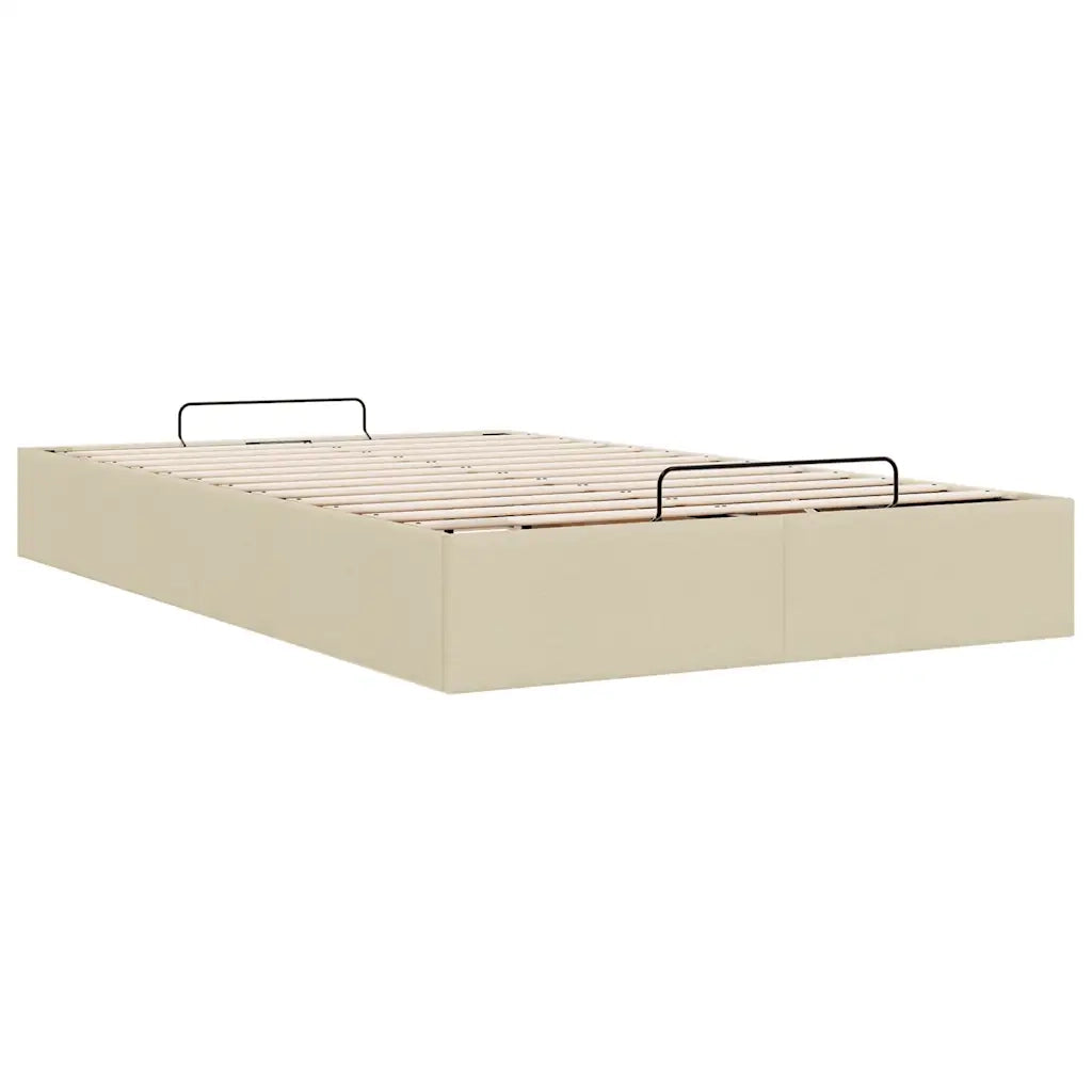Struttura Letto Pouf senza Materasso-Giroletto con contenitore Crema 120x200 cm Tessuto