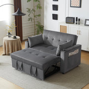 Divano letto 137x76.5x83 cm 3 in 1 con schienale a 3 posizioni in velluto grigio