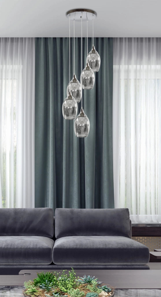 Lampadario a sospensione Candellux Marina 35-60198 cromo 5xE27