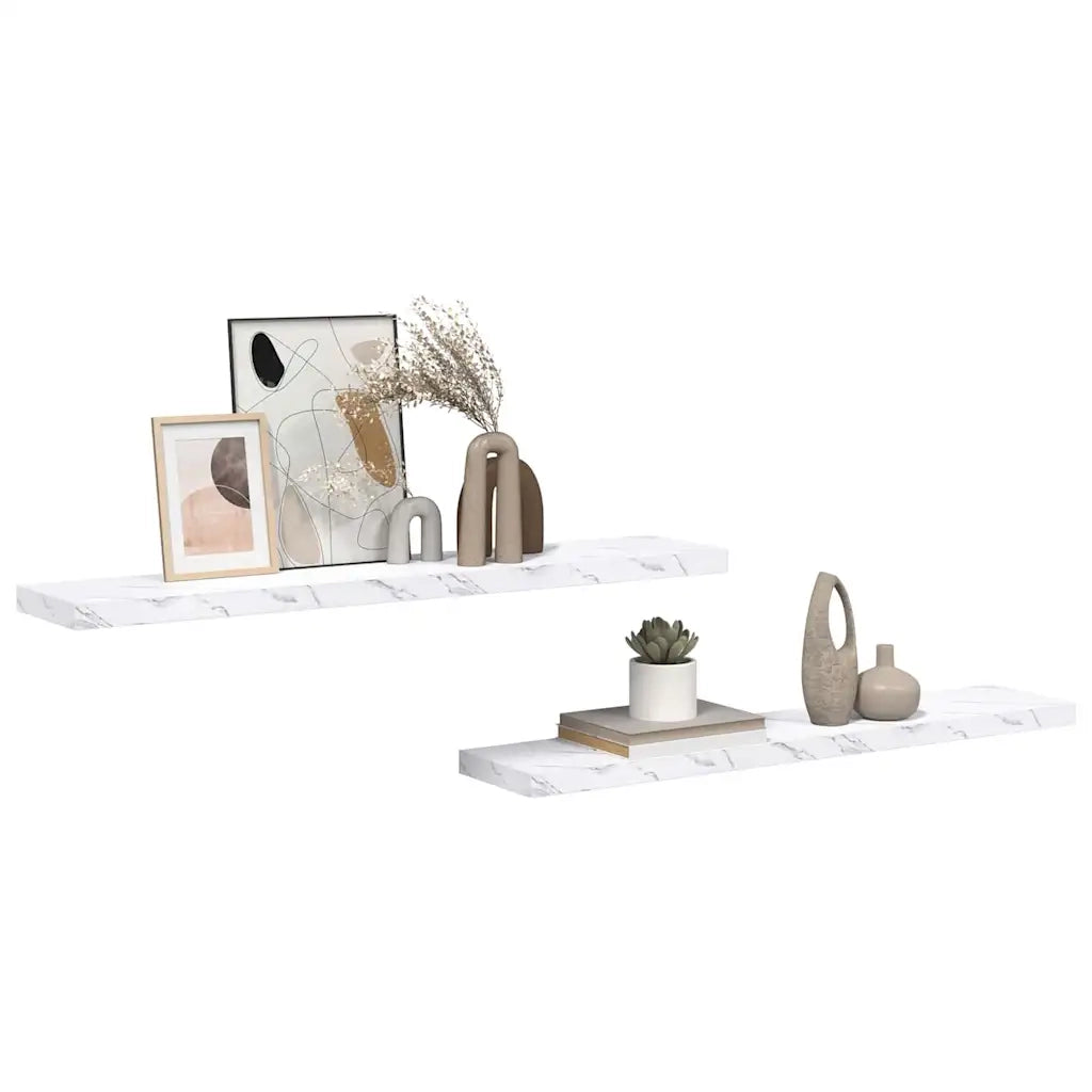 Scaffale da parete 2 pcs Marmo Bianco 120 x 23,5 x 4 cm 42019978