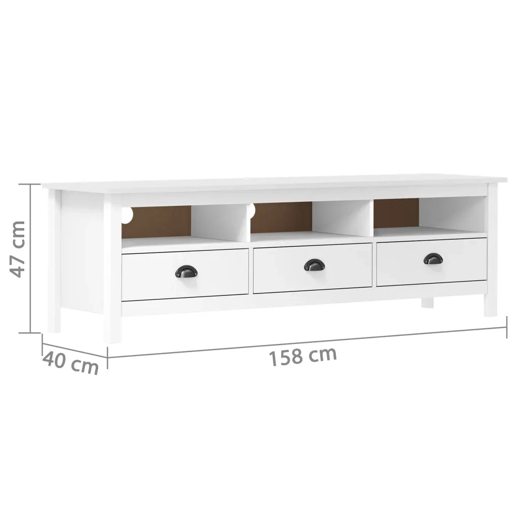 Mobile Porta TV Hill Bianco 158x40x47 cm in Legno di Pino 288928