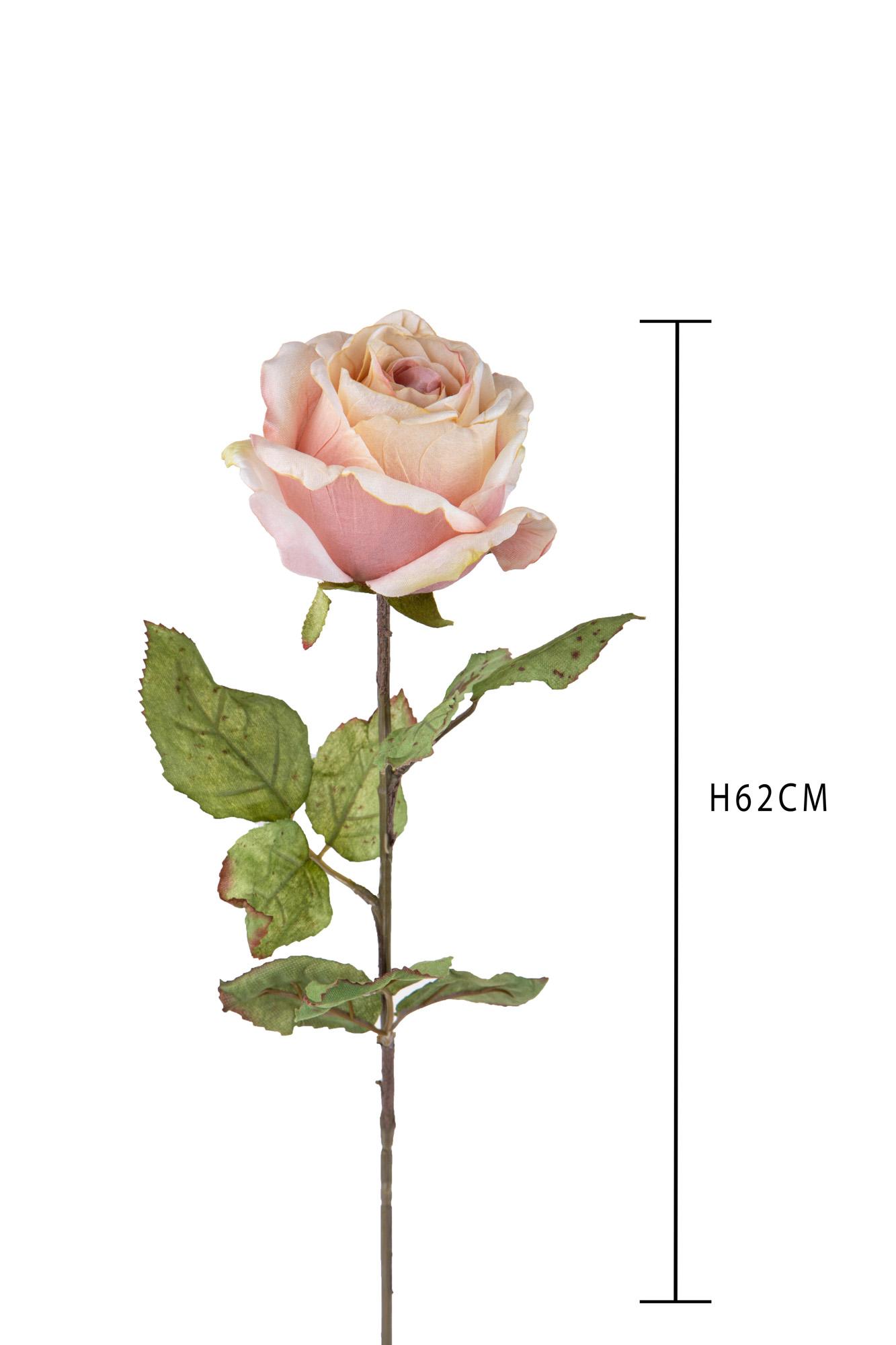 Set 4 Rose Artificiali con Dry Altezza 62 cm