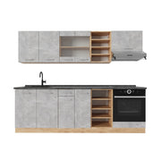Cucina componibile R-Line Calcestruzzo/Rovere dorato 240 cm, PL Antracite Vicco