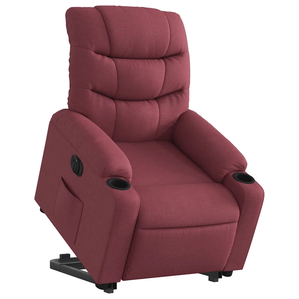 Poltrona Alzapersona Reclinabile Elettrica Rosso Vino Tessuto 3206666