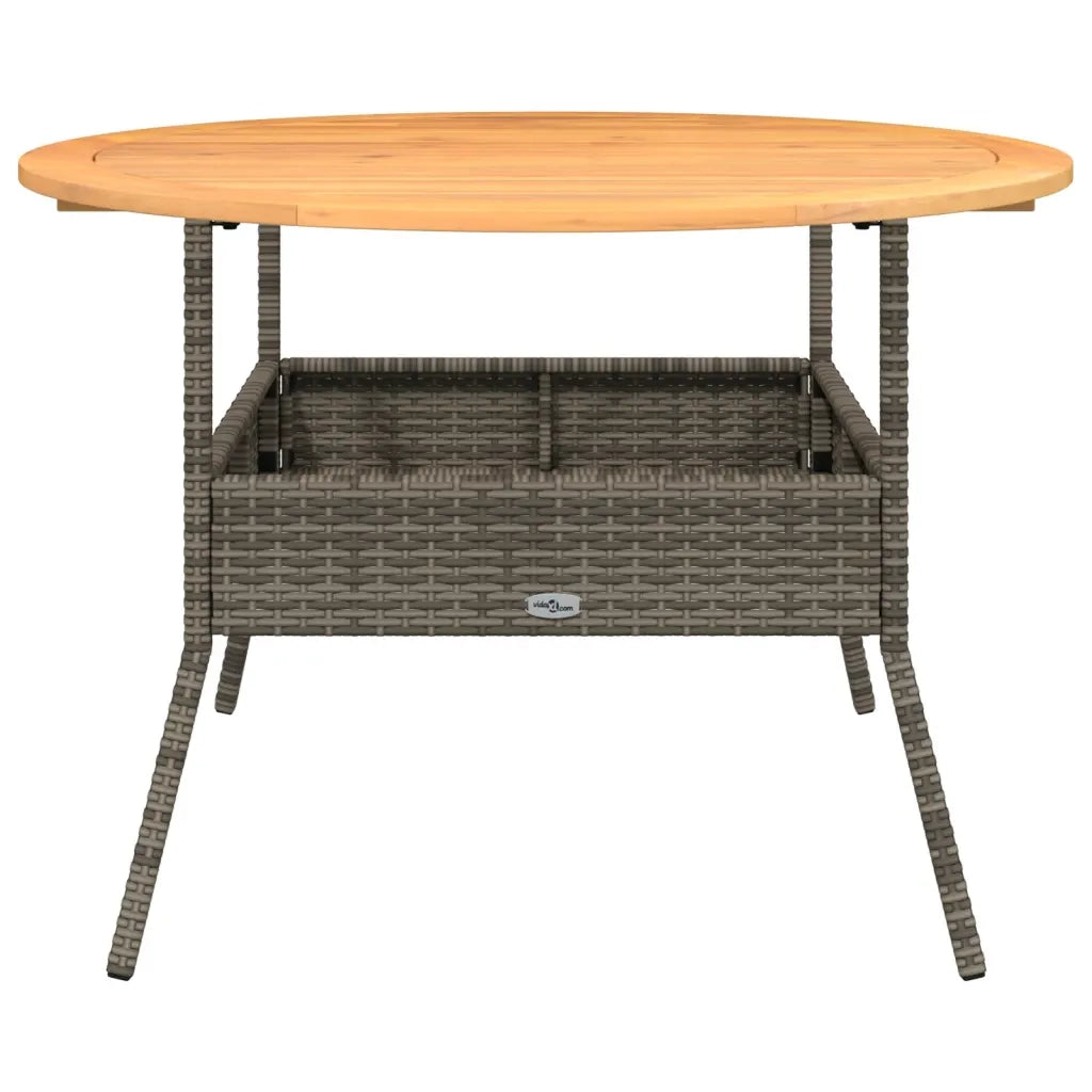Tavolo Giardino | Tavolino da esterno Piano Legno Acacia Grigio ?110x71 cm Polyrattan