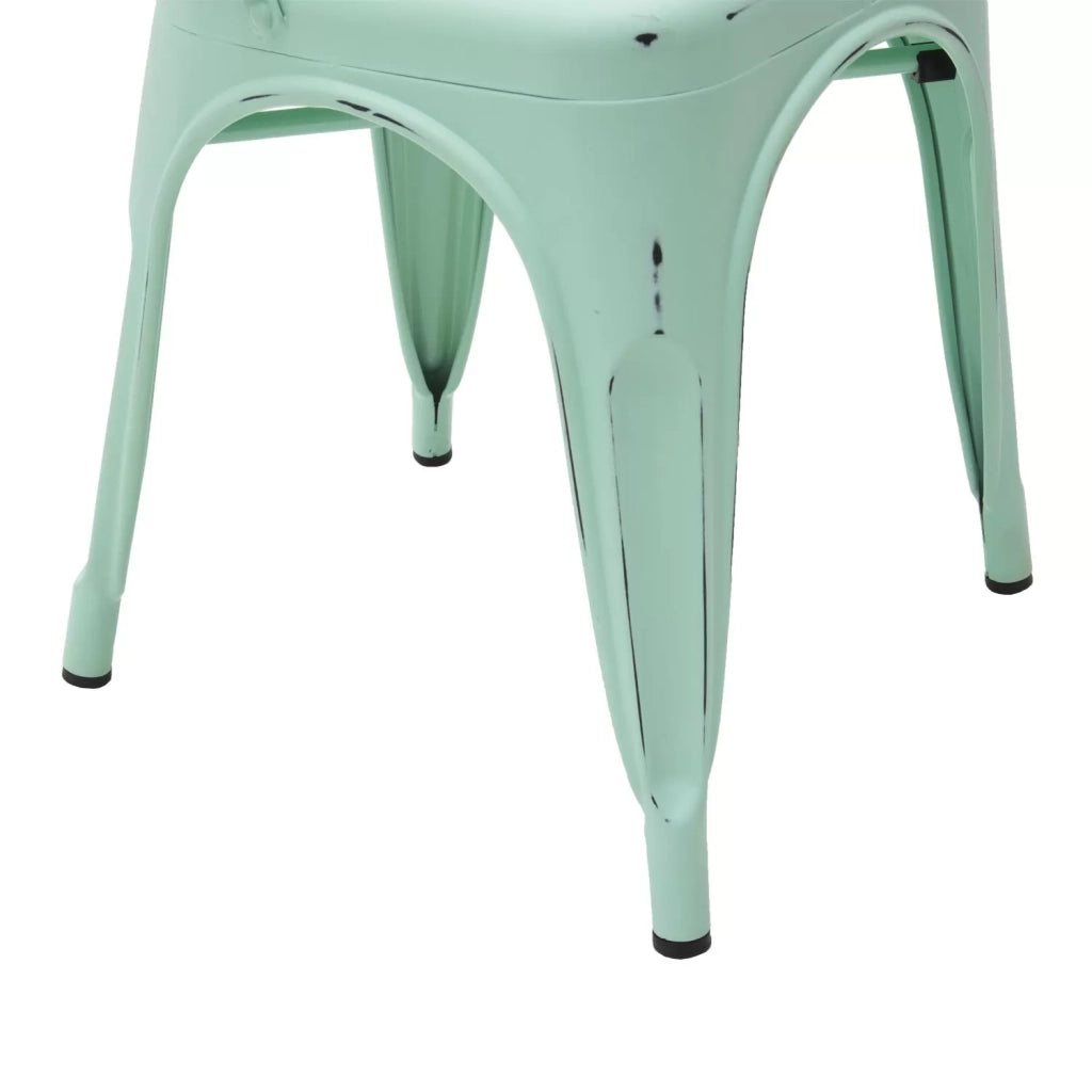 Set 6 sedie stile industry in metallo verde acqua anticato l.45 h.85 p.50 hs.46 - Mobili 2G