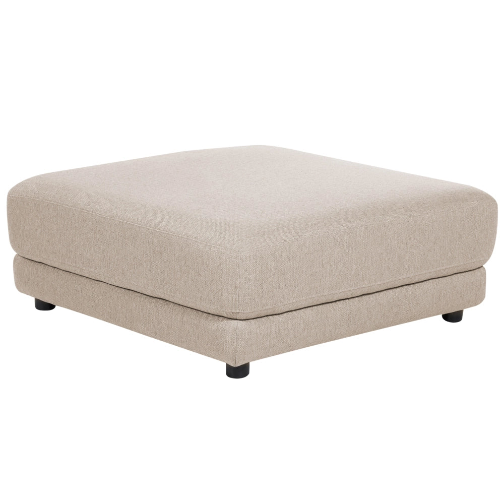 Divano a 3 posti Beige in tessuto poliestere imbottito Divano con poggiapiedi ottomano Cuscini supplementari