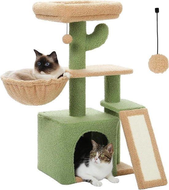 Polo da Gatto con Piastra di Scalfittura, Amaca Grande, Condominio, Cestino - 80cm Verde