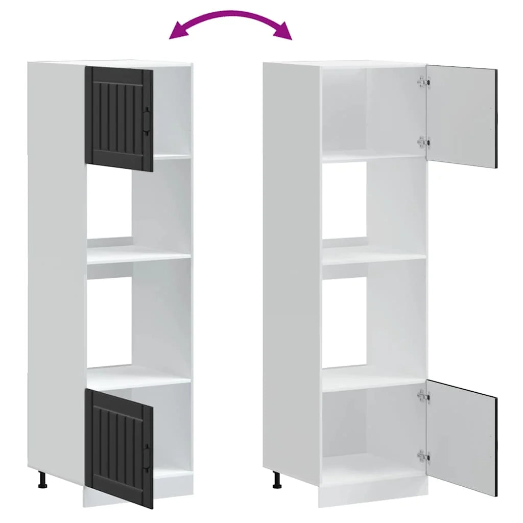 Set di 2 mobili da forno classici con piedini regolabili 60 x 57 x 207 cm in legno ingegnerizzato nero 02_0055707
