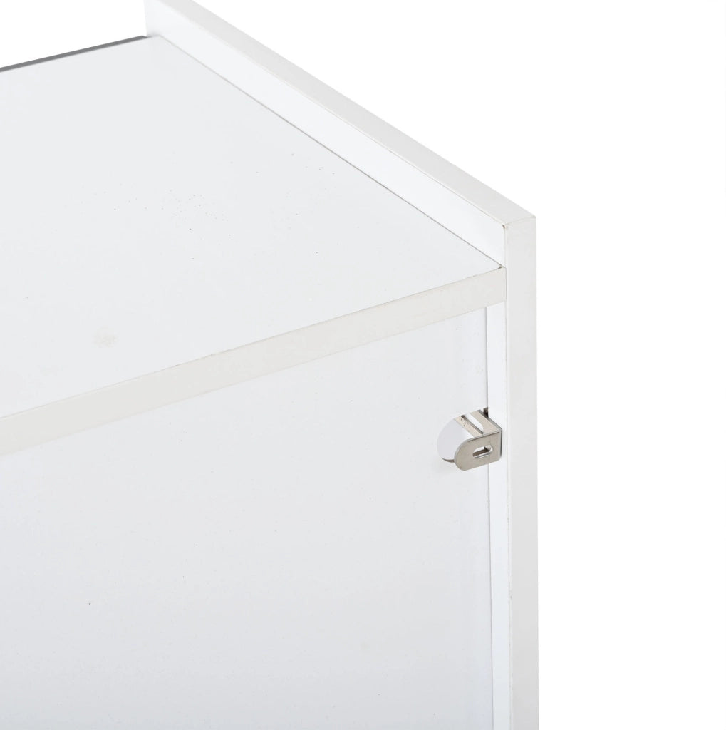 Vetrina moderna con LED 120x80x35 cm in truciolare bianco opaco e vetro temperato