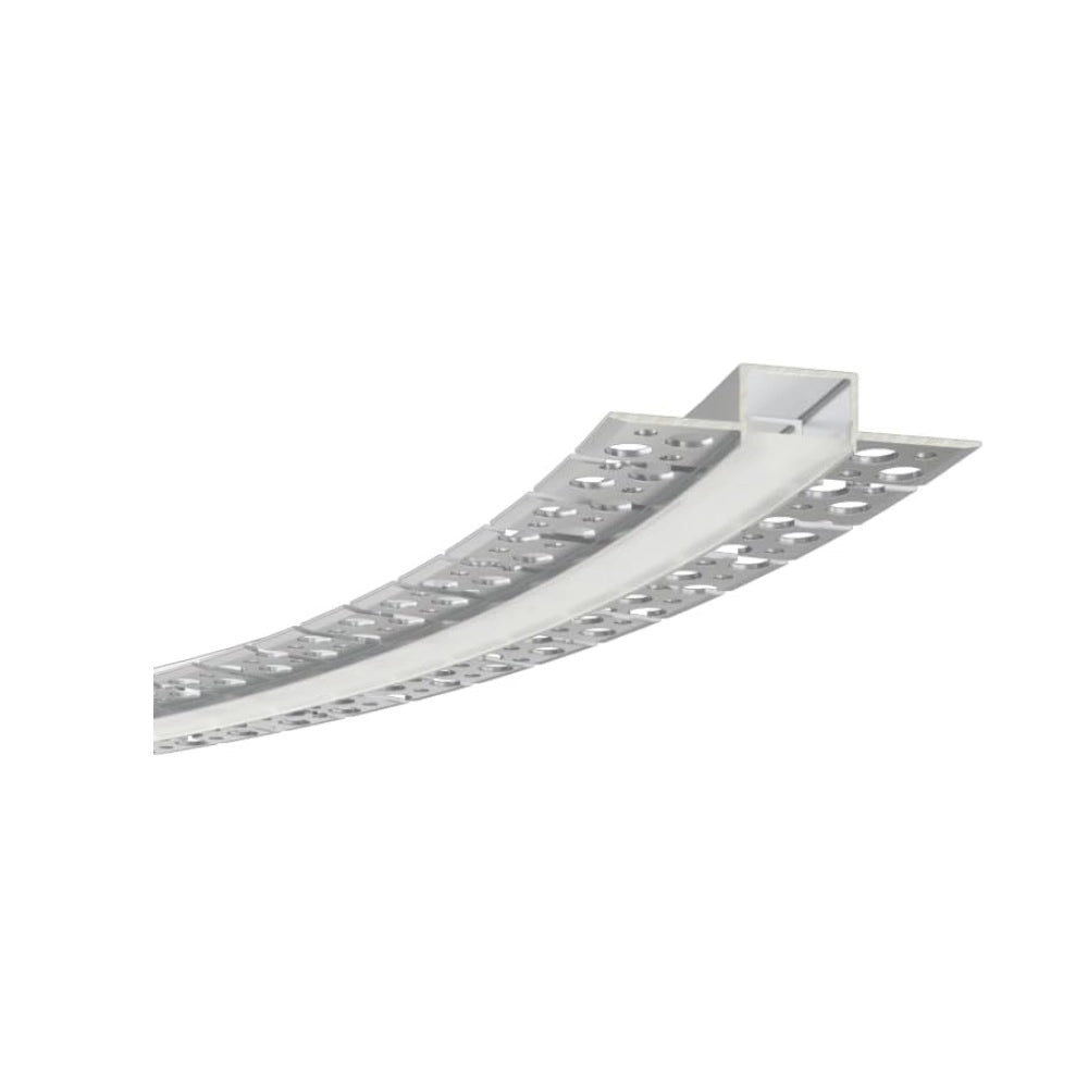 Pacco di 10 Profili Profilo in alluminio flessibile per strisce strip LED curvabile installazione ad incasso per controsoffitte in cartongesso 2 metri x 12 mm schermatura opaca