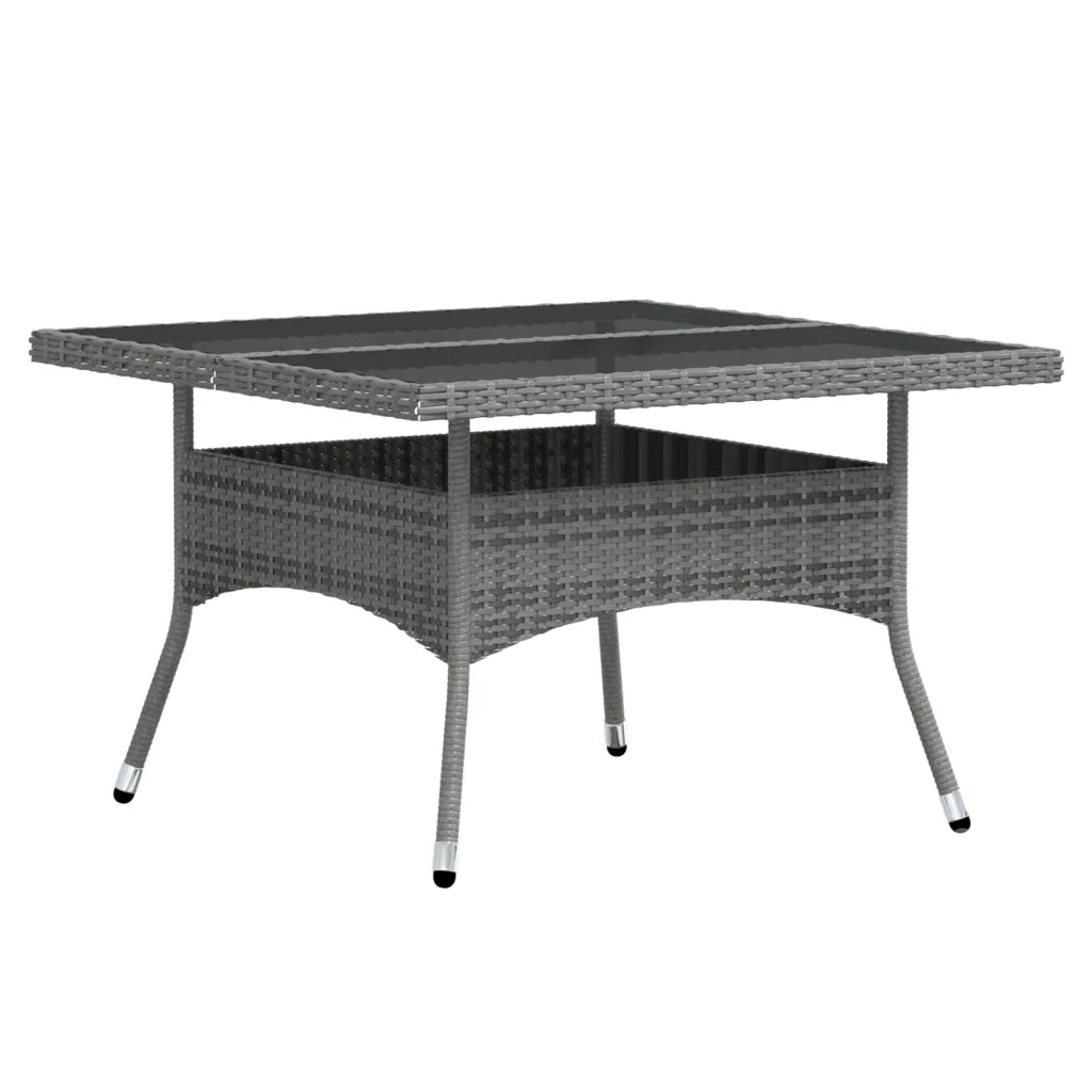 Set Pranzo da Giardino 5 pz Polyrattan e Vetro Temperato Grigio 3058355