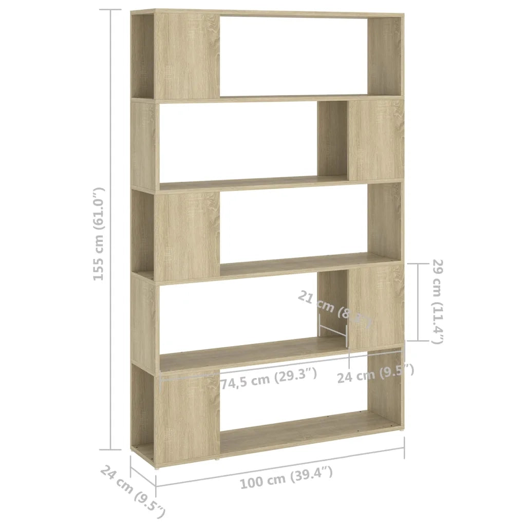 Libreria/Divisorio Rovere Sonoma 100x24x155 cm in Truciolato 809200