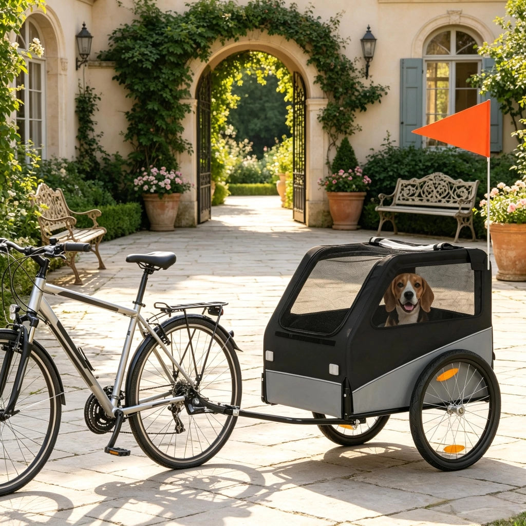 RIMORCHIO BICI PER CANI 20" PER CANI FINO A 20 KG NERO/GRIGIO
