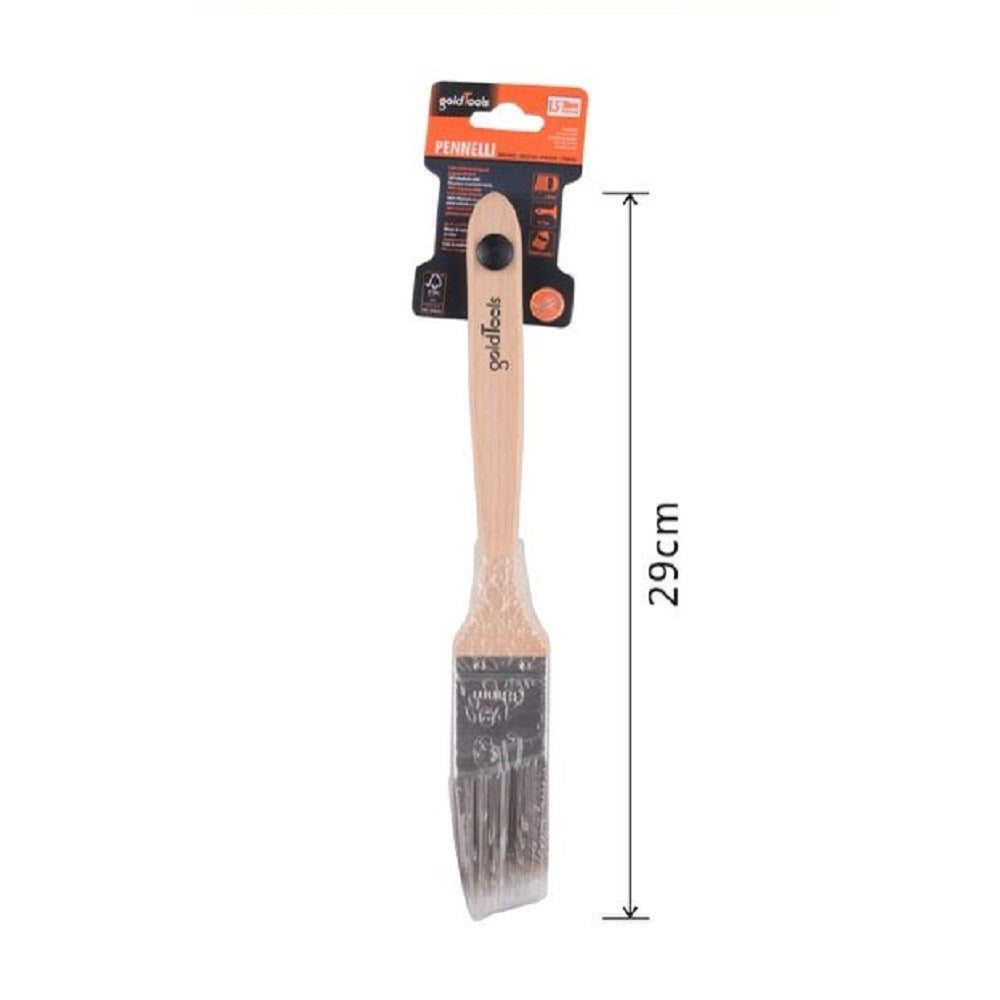 Trade Shop - Pennello Piatto 29 Cm Obliquo Con Manico In Legno Setole Lunghe Da Pittura 90211 -